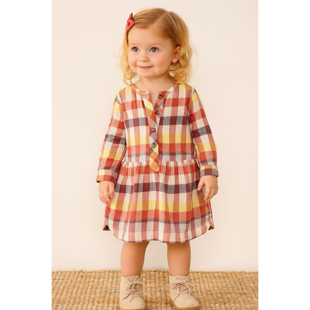 Tea Collection Plaid Flannel Shirt Dress Pockets Girls‎ Size 2